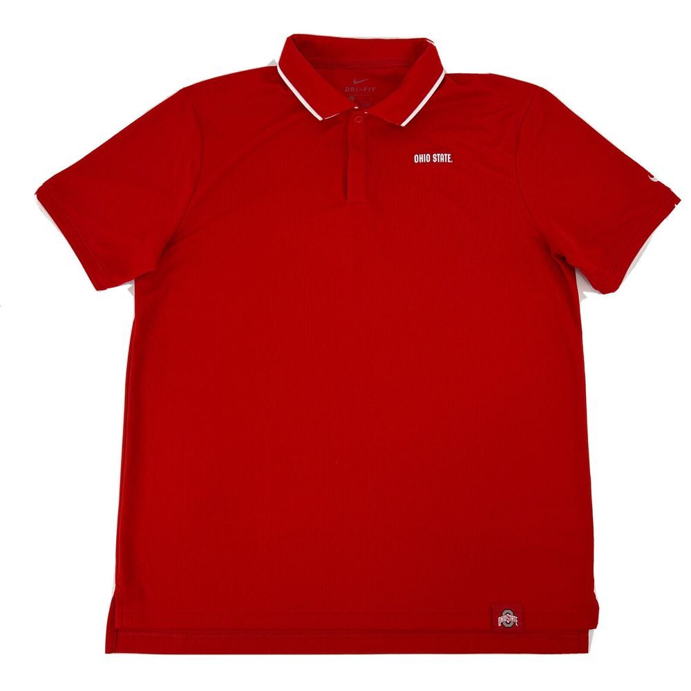 The Ohio State Buckeyes Shirt Men's L Red Nike Dri-Fit‎ Short Sleeve Polo